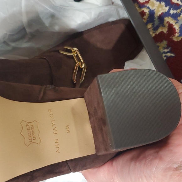 Chain Block Heel Suede Booties - Picture 11 of 12